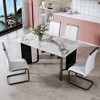 NicBex 5 Piece Dining Table Set for 4 with Imitation Marble Tabletop,4 White Chairs with Black/Gold Metal Legs - 2 of 4