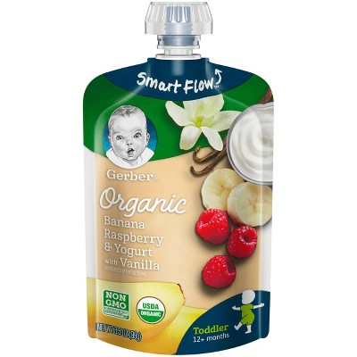 Gerber Organic Toddler Banana Raspberry & Yogurt with Vanilla Baby Food Pouch - 3.5oz