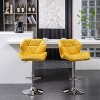 Roundhill Furniture Breni Velvet Diamond Tufted Swivel Adjustable Height Barstool, Yellow, Set of 2 - 4 of 4