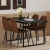 NicBex 5 PCS/7 PCS Black Marble Pattern MDF Dining Table Set with 4/6 Suede Chairs for Dining Meeting Room - 2 of 4