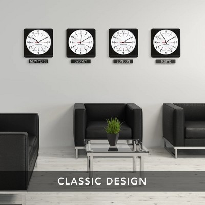 Marathon Black and White Analog Wall Clock with Auto Nightlight