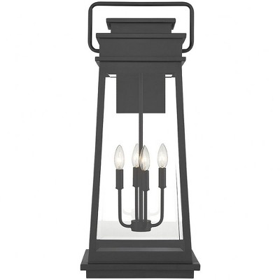 Matte Black 4-Light Outdoor Lantern Sconce with Clear Glass