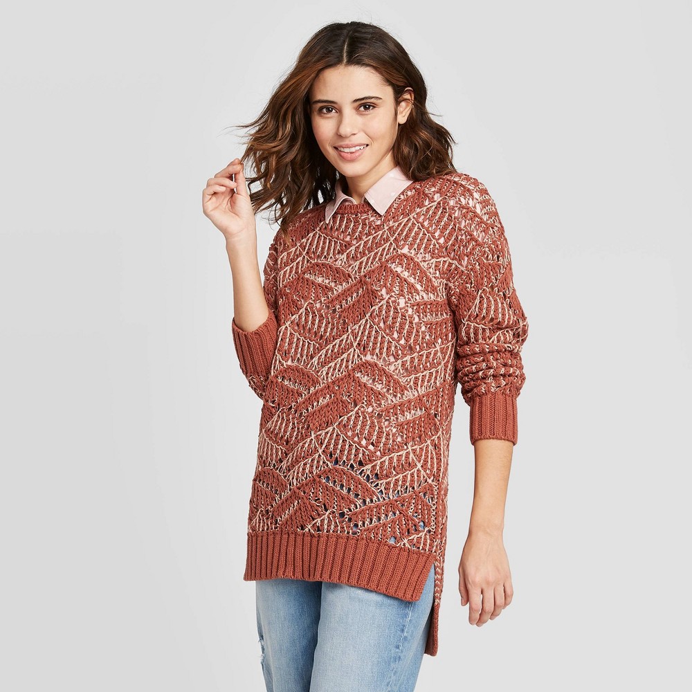 Women's Open Stitch Tunic Sweater - Universal Thread Clay XS, Women's was $30.0 now $21.0 (30.0% off)