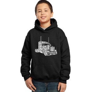 LA Pop Art Boy's Word Art Hooded Sweatshirt - KEEP ON TRUCKIN' - 1 of 4
