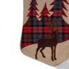 Northlight 19" Beige and Red Plaid Reindeer With Forest Trees Christmas Stocking - 3 of 4