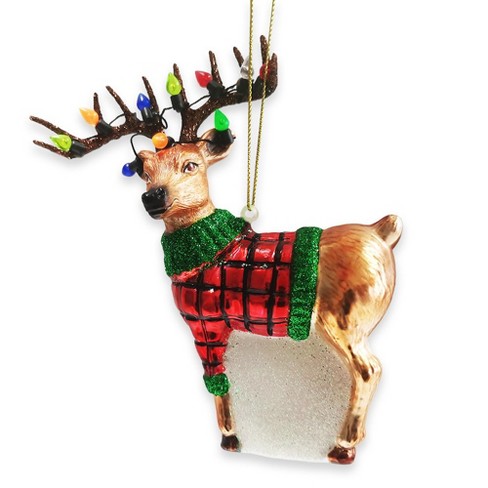 SOLD Vintage Glass Ornament cheapest Christmas Wreath~ Peekaboo Reindeer and Angel