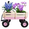 VisioGear Portable Outdoor Wagons with Wood Railing, Portable Carts for Children Kids, Pink, 39.37"*19.3"*24.8" - 2 of 4