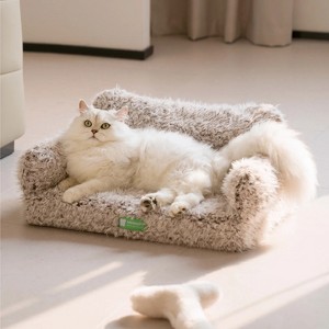 Mewoofun Pet Beds Cat Bed and Pet Couch, Fluffy Soft for Medium Small Cats and Dogs, with Fashion Non Slip Bottom, Grey, 25.6"*18.1"*10.2" - 1 of 4