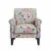 Handy Living Janet Traditional Rolled Arm Accent Chair with Pewter Nailheads Floral Pattern Pink - 2 of 4