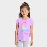 Toddler Girls' Rainbow Dinosaur Short Sleeve T-Shirt - Cat & Jack™ Light Purple