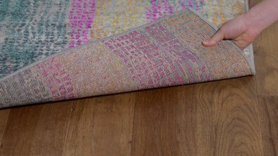 Boho Chic Blue and Fuchsia Abstract Area Rug