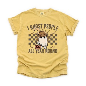 Simply Sage Market Women's I Ghost People All Year Round Short Sleeve Garment Dyed Tee - 1 of 4