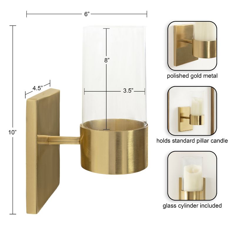 Kate and Laurel Zabler Metal Wall Sconce, 5x6x10, Gold, 2 of 13