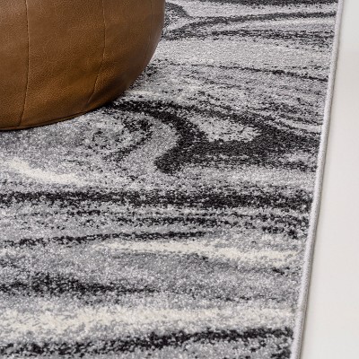 4' x 6' Black and Gray Abstract Synthetic Area Rug
