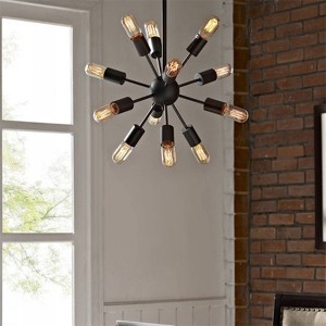 9" x 22" x 7" Herrick Edison Light Pendant Black - Warehouse Of Tiffany: ETL Listed, Metal, Adjustable Height - 1 of 3