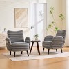 Set of 2 Boucle Accent Chairs with Wooden Legs and Side Storage Pockets, Modern Armchairs for Living Room, Bedroom or Office-Koiai - 2 of 4