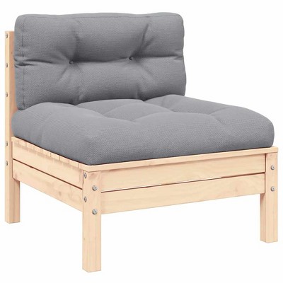 Garden Middle Sofa Solid pine wood, fabric (100% polyester) vidaXL