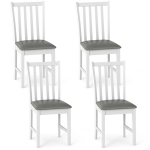 Tangkula Wooden Dining Chair Set of 4 w/Rubber Wood Frame & Padded Seat & Curved Back - 1 of 4