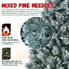 4FT Flocked Christmas Tree with Pine Needles & Eucalyptus Leaves, 404 Tips, Hinged Branches, Metal Stand Snowy Artificial Tree for Holiday Decor - 4 of 4