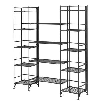  57.5" Extra Storage 5 Tier Folding Metal Shelves with Set of 4 Extension Shelves Black - Breighton Home