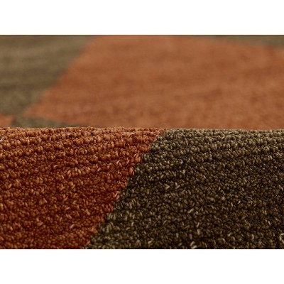 Copper and Brown Handwoven Wool Rectangular Area Rug, 9' x 12'