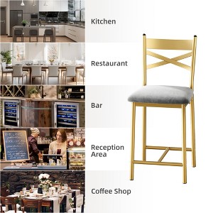 26" Counter Height Bar Stools Set of 4/2, Upholstered Bar Chairs with Back, Thick Cushion, Modern Counter Height Barstools - 1 of 4