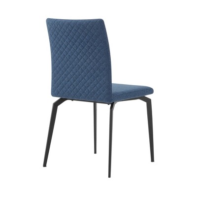 Elevated Blue Fabric & Sleek Metal Modern Dining Chairs - Set of 2