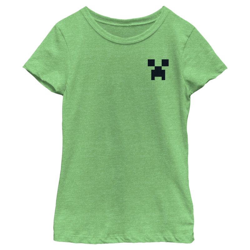 Girl's Minecraft Faux Pocket Creeper T-Shirt, 1 of 5