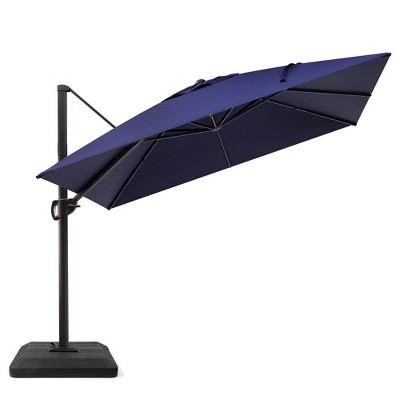 Crestlive Products 11FT Square Cantilever Umbrella Outdoor 360 Degree Rotation Offset Umbrella 6 Heights Adjustable with Base