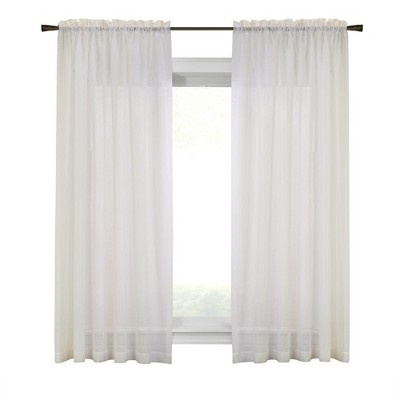 Ivory Sheer Polyester Rod Pocket Curtain Panel 56" x 95"