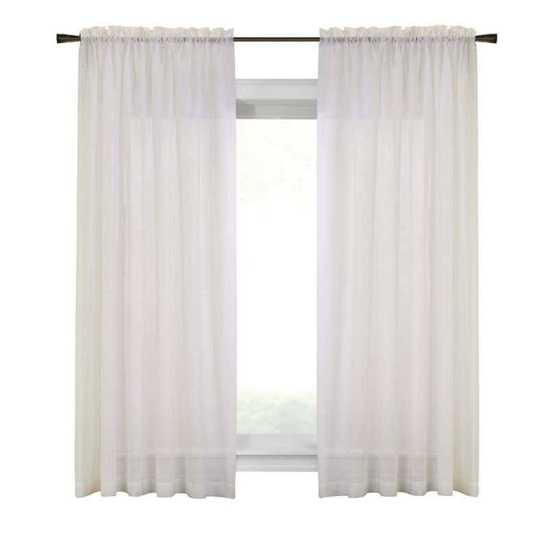 Habitat Cote d'Azure Sheer Rod Pocket Windows or Outdoor Living Space Traditional Style Insulated Curtain Panel 56" x 95" Ivory, 2 of 5