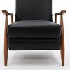 Top Grain Leather Wood Arm Recliner with Cushioned Headrest and Pocket Coil Seating - 2 of 4