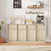 Modern Sideboard Buffet Cabinet,Large Coffee Storage Cabinet with Wood Grain Panels, Multi-Functional Storage for Living Room Natural wood color - 4 of 4