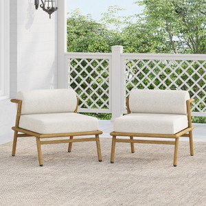 Christopher Knight Home Gretel Outdoor Modern Iron Upholstered Armless Club Chair (Set of 2) - 1 of 4