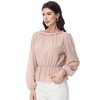 Anna-Kaci Women's Long Sleeve Blouse with Ruffle Neckline and Cinched Waist Detail - 2 of 4