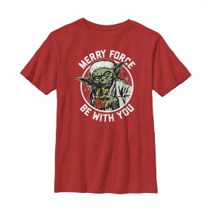 Boy's Star Wars Christmas Yoda May the Force T-Shirt - 1 of 3