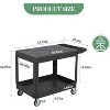 Heavy Duty Plastic Utility Cart, 45.8 x 25 in, Flat Top, Swivel Wheels, 550 lbs Capacity, Black - 2 of 4