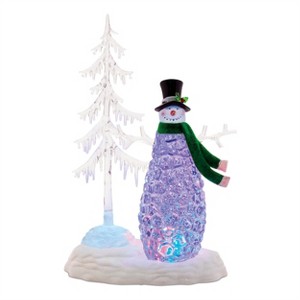 Multicolored LED Snowman with Pine Tree - 1 of 2