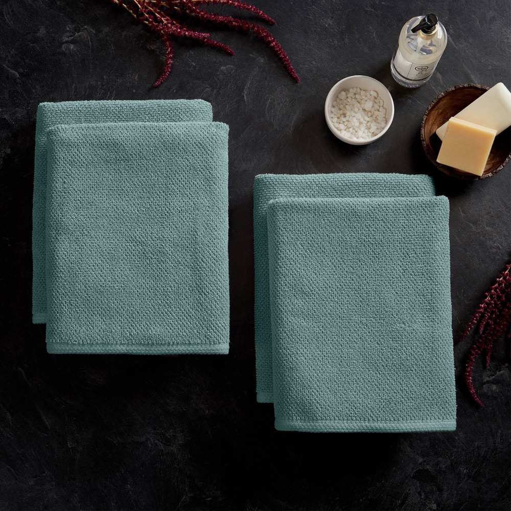 Photos - Towel 4pc Cotton Popcorn Textured Bath  Set Mineral Blue - Isla Jade