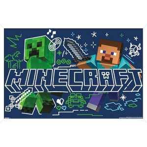 Trends International Minecraft: Doodle - Steve & Creeper Variant Framed Wall Poster Prints - 1 of 4