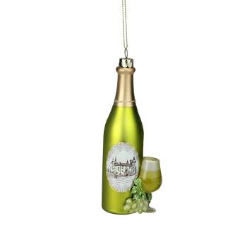 NORTHLIGHT 5.75" Wine Country Glass Bottle Christmas Ornament - Green