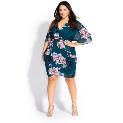 Women's Plus Size Jade Blossom Dress - Jade | City Chic : Target