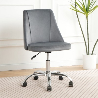Racxily Armless Office Chair, Velvet Office Desk with Wheels, Adjustable Swivel Accent Chairs, Vanity Seat for Small Spaces