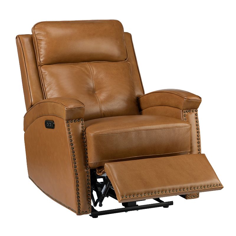 Hermann Contemporary Genuine Leather Power Recliner With Special Shaped Arms for Living Room and Bedroom  | ARTFUL LIVING DESIGN, 3 of 11