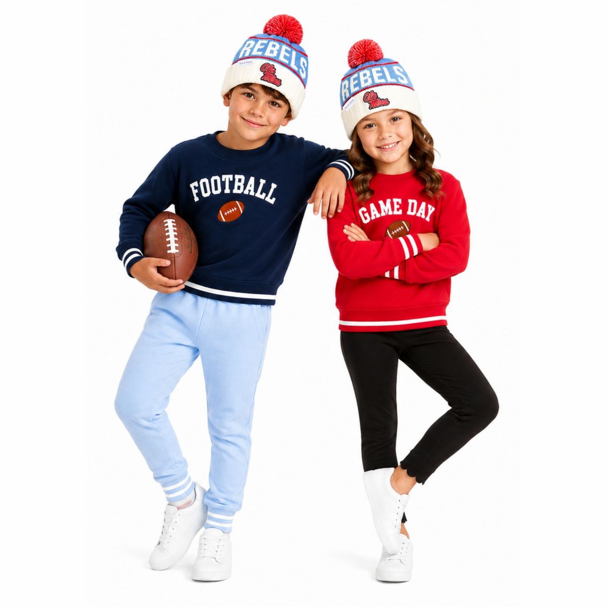 Bits & Bows Officially Licensed Ole Miss Rebels Bobble Hat, Red/Blue - thumbnail 5