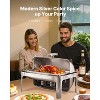 Roll Top Chafing Dish Buffet Complete Set, 9 Qt Stainless Steel Rectangle Chafer with Full-Size Pan, Water Pan, Folding Stand, Fuel Holder & Meal Clip - 4 of 4