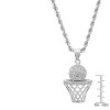 Steeltime Men's stainless steel simulated diamond basketball and hoop pendant. Color Options: Silver, Gold, Black - 3 of 4