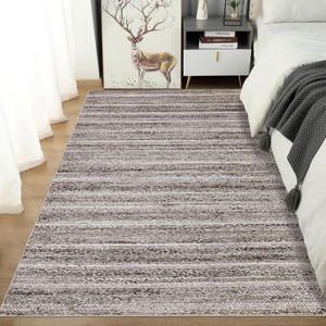 Acekool 5x7 Green Washable Area Rug, Modern Solid Braid Print, Non-Slip, Stain Resistant, Low Pile Accent Carpet for Living Room Bedroom - 1 of 4