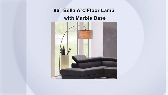 86" Bella Arc Floor Lamp with Marble Base - Ore International, 2 of 8, play video