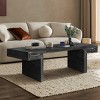 48" Vintage Wood Coffee Table, Rectangular Cocktail Center Table with Trestle Base for Living Room - Panipeachy - 2 of 4